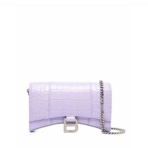 Soft lavender leather hourglass logo shoulder bag BALENCIAGA